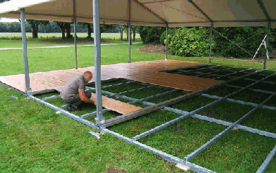 Double ossatire metallique pour plancher autoportant poser facilement sur du sable, plage